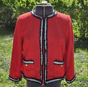 Red Women's Jacket with Black Trim